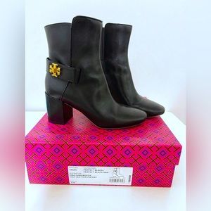 Tory Burch Black Leather Kira Boots, Ankle Booties